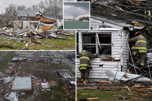 Collage of the aftermath of deadly tornadoes