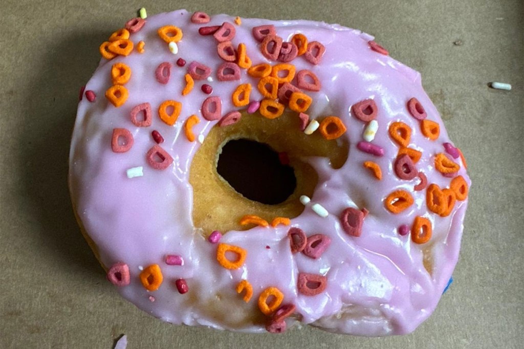 The store received a strawberry frosted doughnut covered in tiny, purple and orange-colored “D's” that looked suspiciously similar to the doughnut and sprinkles found at Dunkin' Donuts —  which contain dairy and gluten.