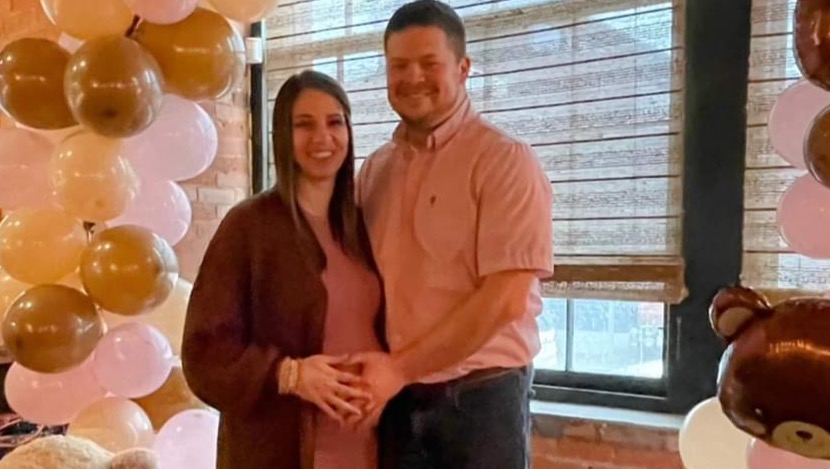 Courtney Fannon, who was eight months pregnant, and her husband Kurtis.