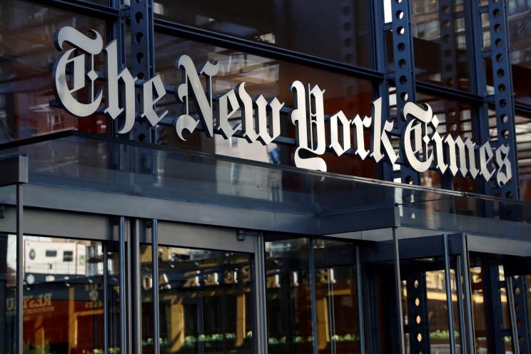 The New York Times building is seen in Manhattan, New York, U.S., August 3, 2020.