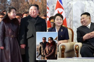 Collage of Kim Jong-chang and Ma Guoqiang posing for the camera in North Korea