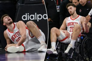 Rockets Alperen Sengun taken off court in wheelchair after scary injury 