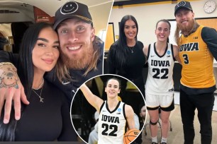 George Kittle and wife Claire have front-row seat to Caitlin Clark and Iowa's March Madness win