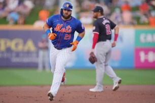 DJ Stewart, rounding the bases after hitting a home run during spring training, earned a spot on the Mets' Opening Day roster.