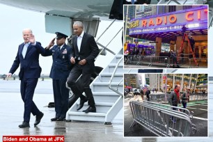 biden, obama, radio city, metal gates