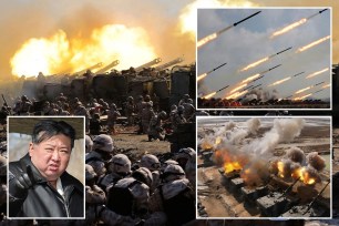 Korean People's Army conducts an artillery firing drill