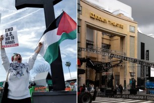 Israel war protesters outside Dolby theater in Hollywood