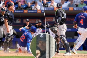 Aaron Boone looked on in horror as two Mets scored on a passed ball as he was being interviewed live on ESPN.