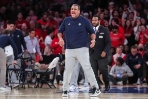 Georgetown coach Ed Cooley argues a call during his squad's 86-78 loss to St. John's.