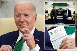 Biden spotted with cheat cards with photos of Irish leaders — and how to pronounce their names