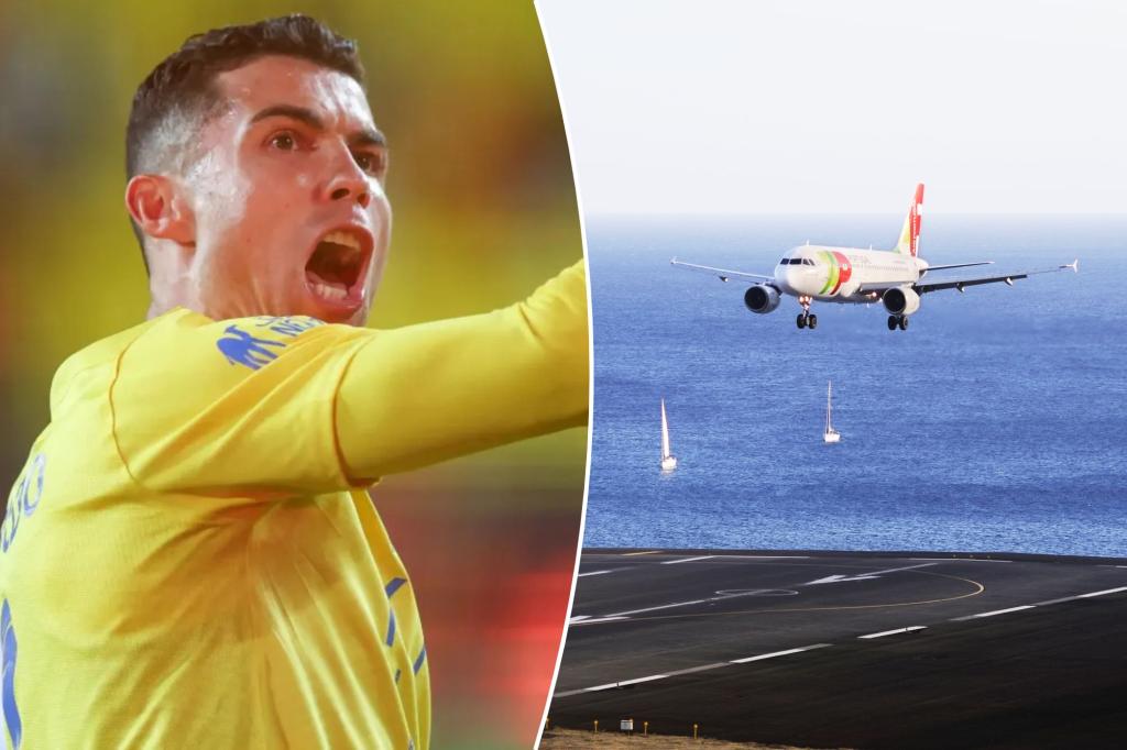Side by side of Ronaldo and the airport named for him. 