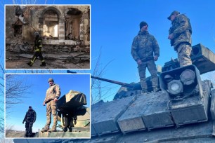 collage of ukrainian troops on tank