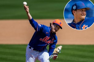 Mets prospect Dominic Hamel throws a pitch earlier in spring training.