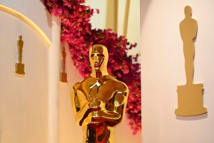 A large Oscars statue on the red carpet ahead of the 96th Academy Awards at the Dolby Theater in Los Angeles.