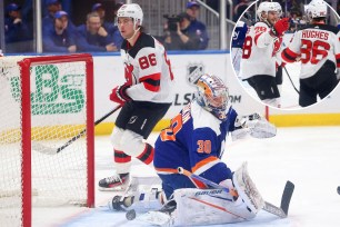 Ilya Sorokin allowed three goals during the Islanders' loss to the Devils on Sunday.