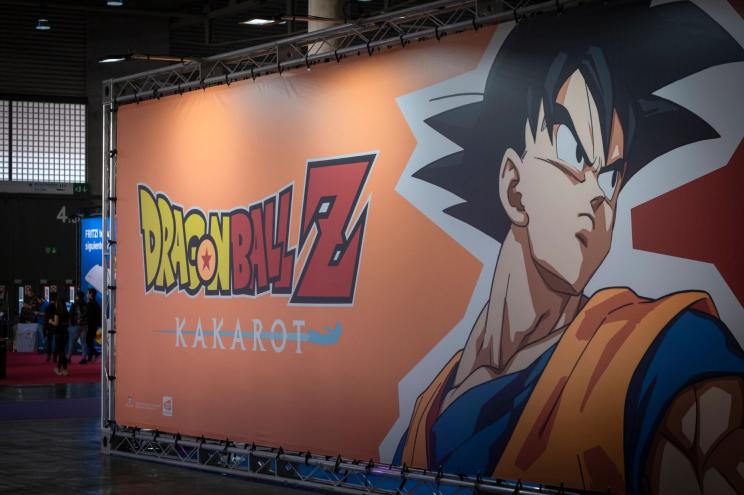 A Dragon Ball Z poster hangs on a wall during the NiceOne Barcelona Gaming & Digital Experiences Festival in 2019.