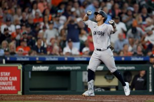 Oswaldo Cabrera #95 of the New York Yankees runs the bases after hitting a solo home run in the sixth inning against the Houston Astros on Opening Day at Minute Maid Park on March 28, 2024