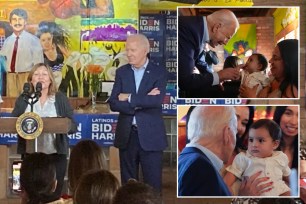 Biden wanders off stage after spotting baby in crowd at campaign event: ‘Couldn’t resist’