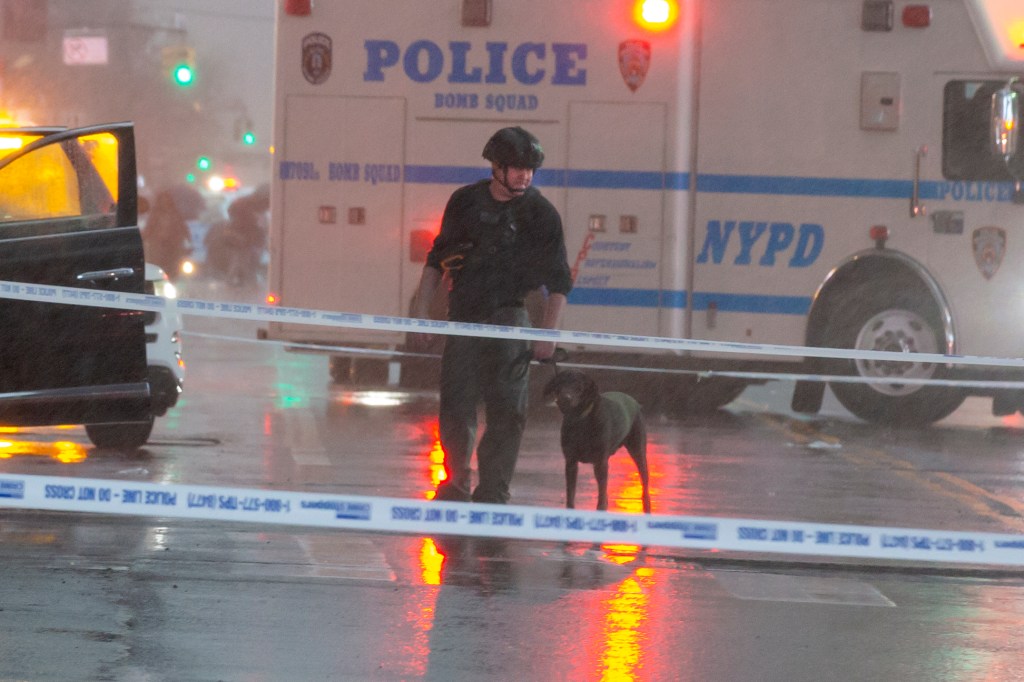 NYPD and the Bomb Squad at a suspicious package on 42nd St near 7th Ave in the Times Sqaure neighborhood of Manhattan.