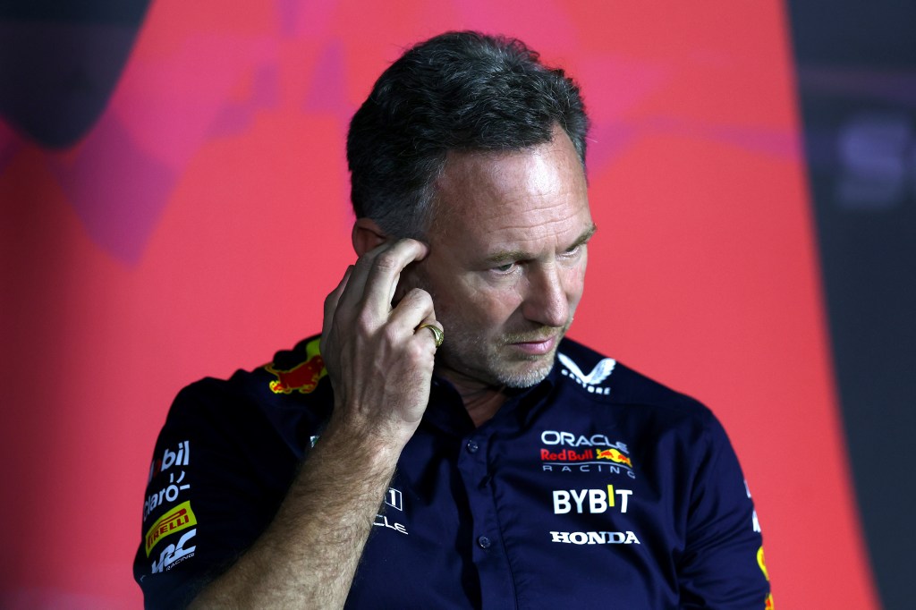 Christian Horner at an F1 press conference in Saudi Arabia on March 7, 2024.