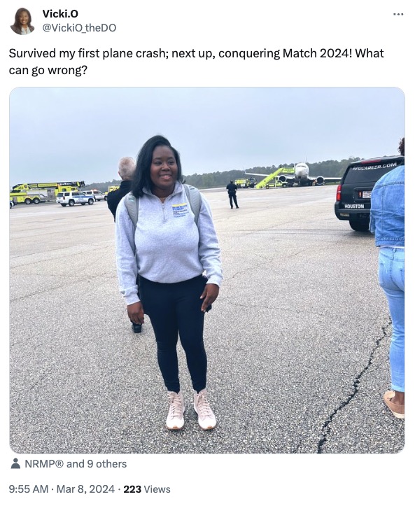 Plane passenger on tarmac