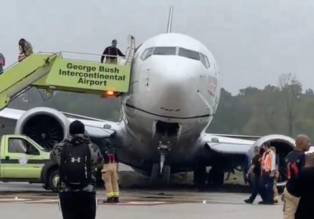 A United Airlines flight went off a runway at Houston's George Bush Intercontinental Airport on Friday 