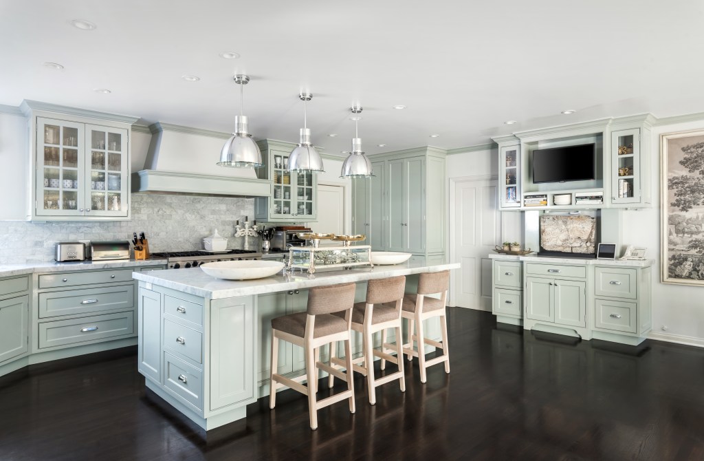 The kitchen is spacious and kitted out with high-end fixtures.
