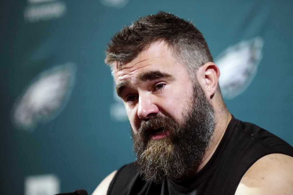 Philadelphia Eagles veteran center Jason Kelce announces his retirement during a press conference in Philadelphia, Monday, March 4, 2024.  