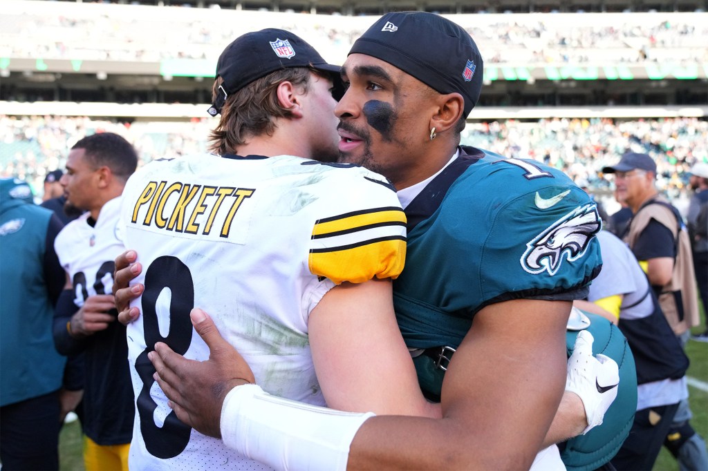 Kenny Pickett (left) will now served as Jalen Hurts' (right) backup in Philadelphia.