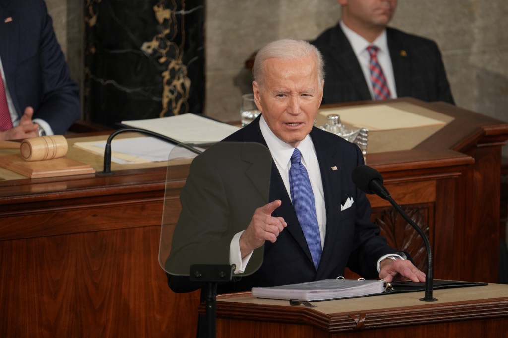 President Joe Biden delivers the State of the Union address to Congress at the U.S. Capitol in Washington.
