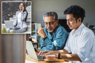 Father and son on the computer