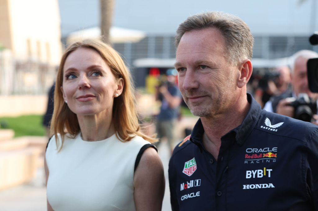 Geri Halliwell and Christian Horner ahead of the Formula 1 Bahrain Grand Prix at Sakhir Circuit in Sakhir, Bahrain on March 2, 2023.
