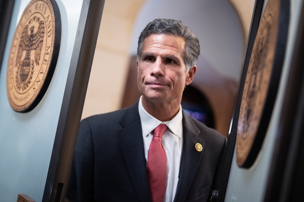 Rep. Dan Meuser, R-Pa., is seen outside a House Republican Conference speaker election meeting in Longworth Building on Tuesday, October 24, 2023. 