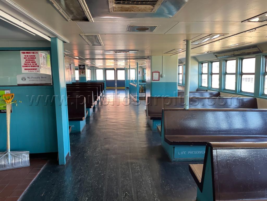 An interior shot of the JFK Ferry.
