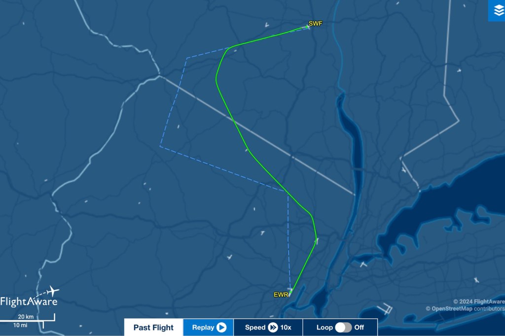 The plane refueled and finished its trip to Newark, officials said.