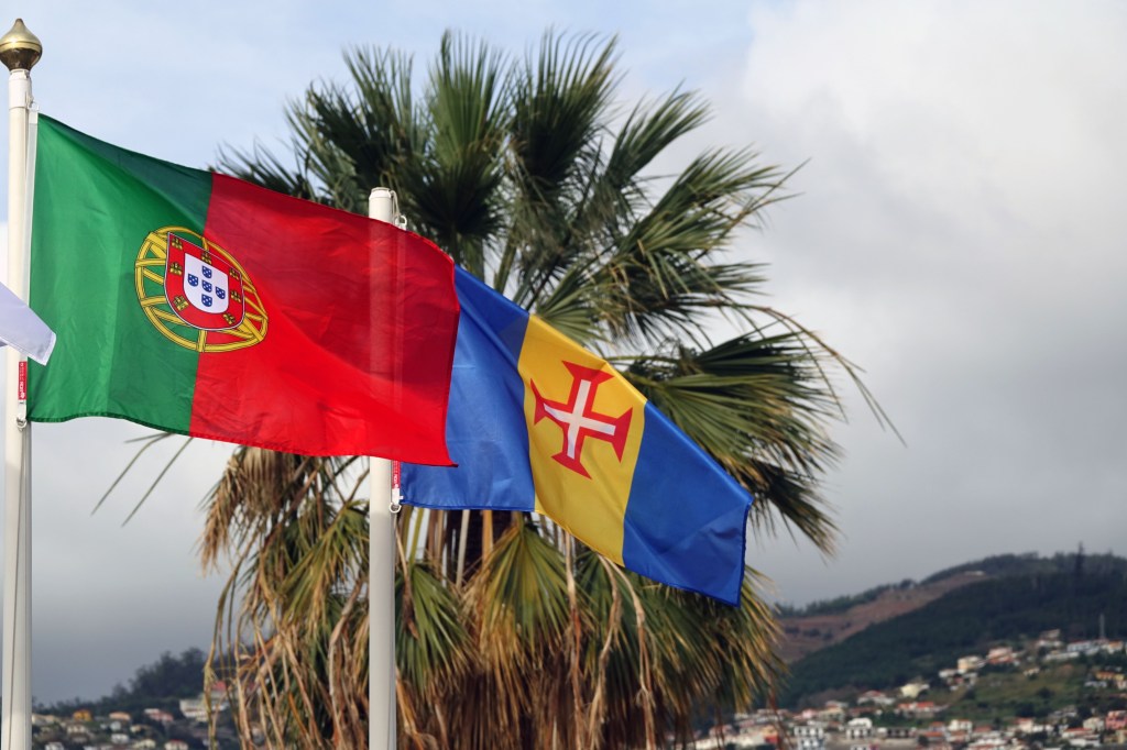 External of the Madeiran and Portuguese flags flying. 