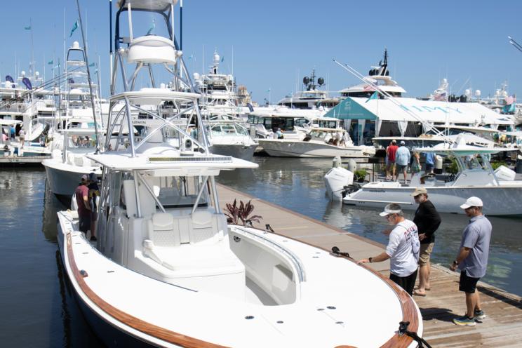 Exterior of boat fans at the show.