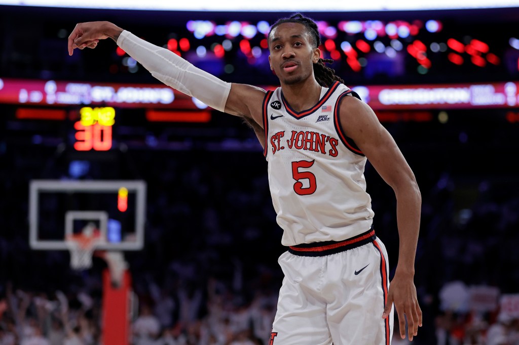 Daniss Jenkins reacts after making a basket against Creighton during the second half.