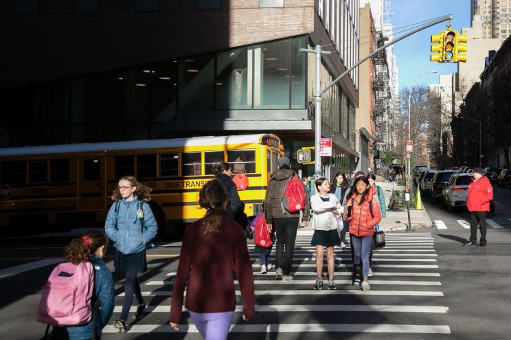 Students arrive at the Brearley School in the Upper East Side