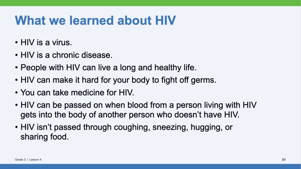 Close-up view of a slide from a third grade presentation on healthy hygiene habits