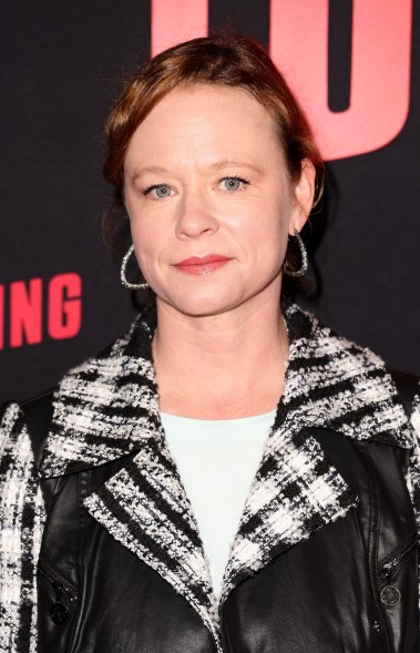 Thora Birch at 'Love Lies Bleeding' premiere screening wearing black and white jacket, Los Angeles, California, USA - 5 March 2024.