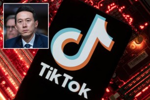 TikTok CEO Shou Chew and TikTok logo