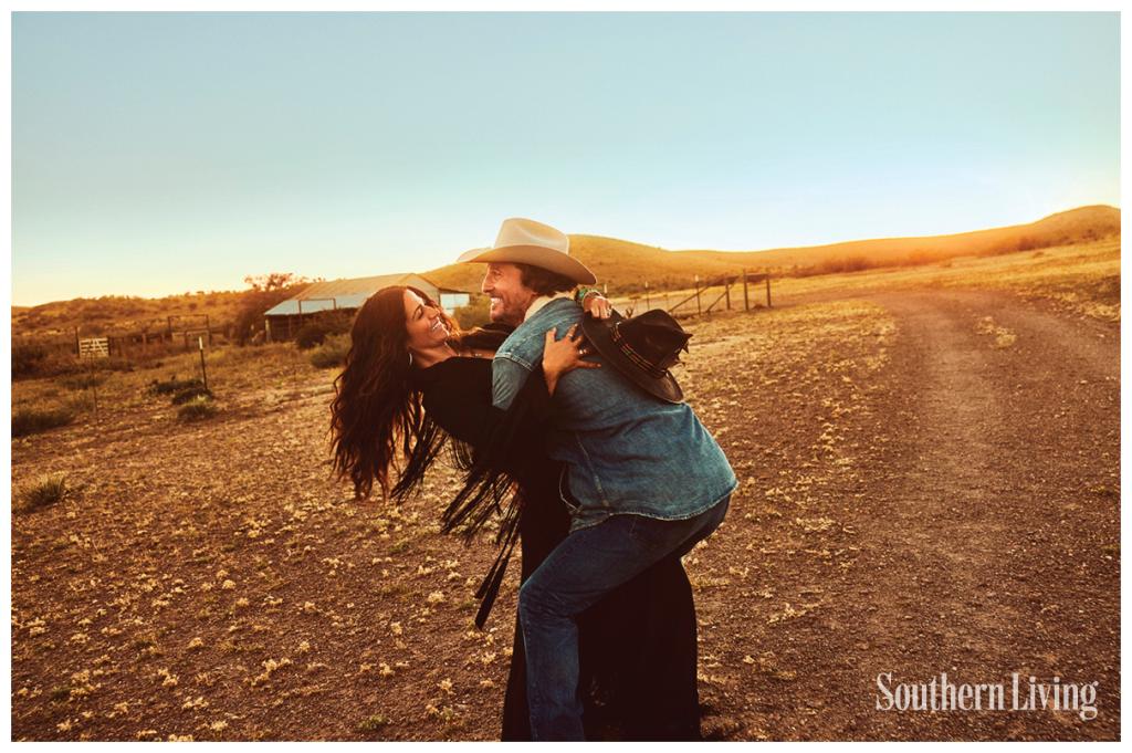 Matthew McConaughey hugging his wife. 