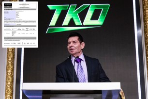 TKO Executive Chairman of the Board Vince McMahon is seen during a ceremony announcing Dwayne "The Rock" Johnson has joined the Board of Directors for TKO at New York Stock Exchange on January 23, 2024 in New York City.