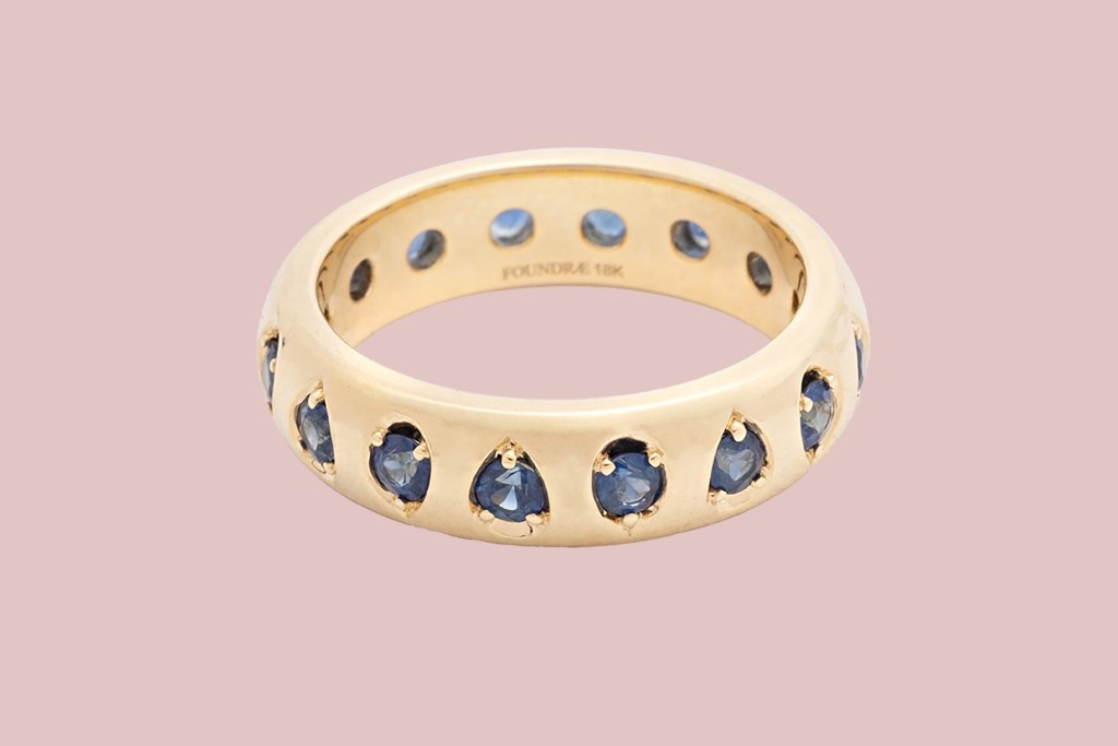 Gold ring with blue stones