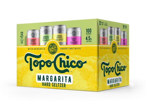 A box of Topo Chico margaritas.