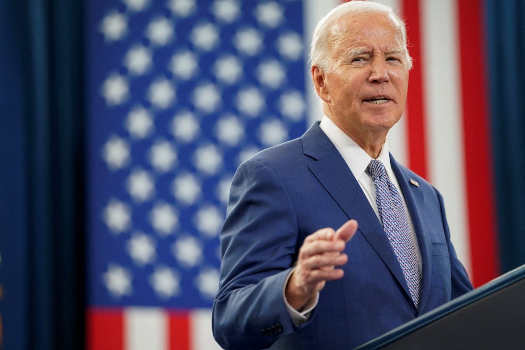  President Joe Biden delivers remarks on his economic plan during a visit to Abbotts Creek Community Center in Raleigh, North Carolina.