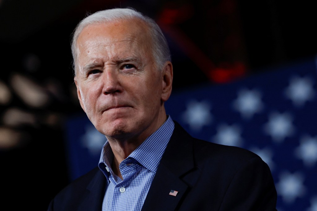 U.S. President Joe Biden looks on during a campaign event at Pullman Yards in Atlanta, Georgia, U.S. March 9, 2024.