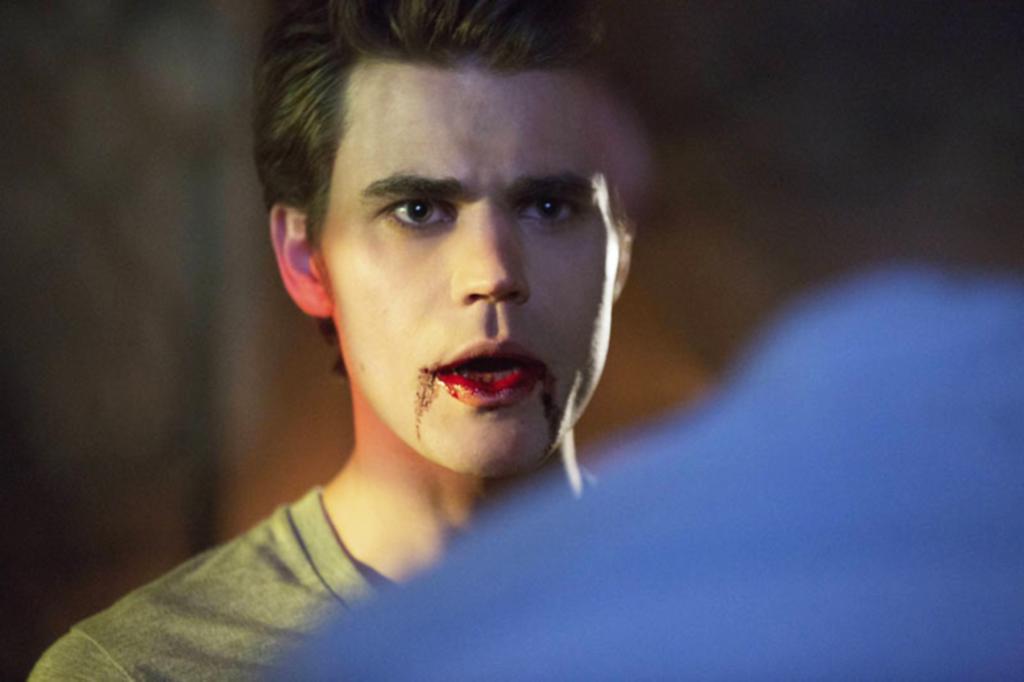 Paul Wesley with a bloody mouth. 