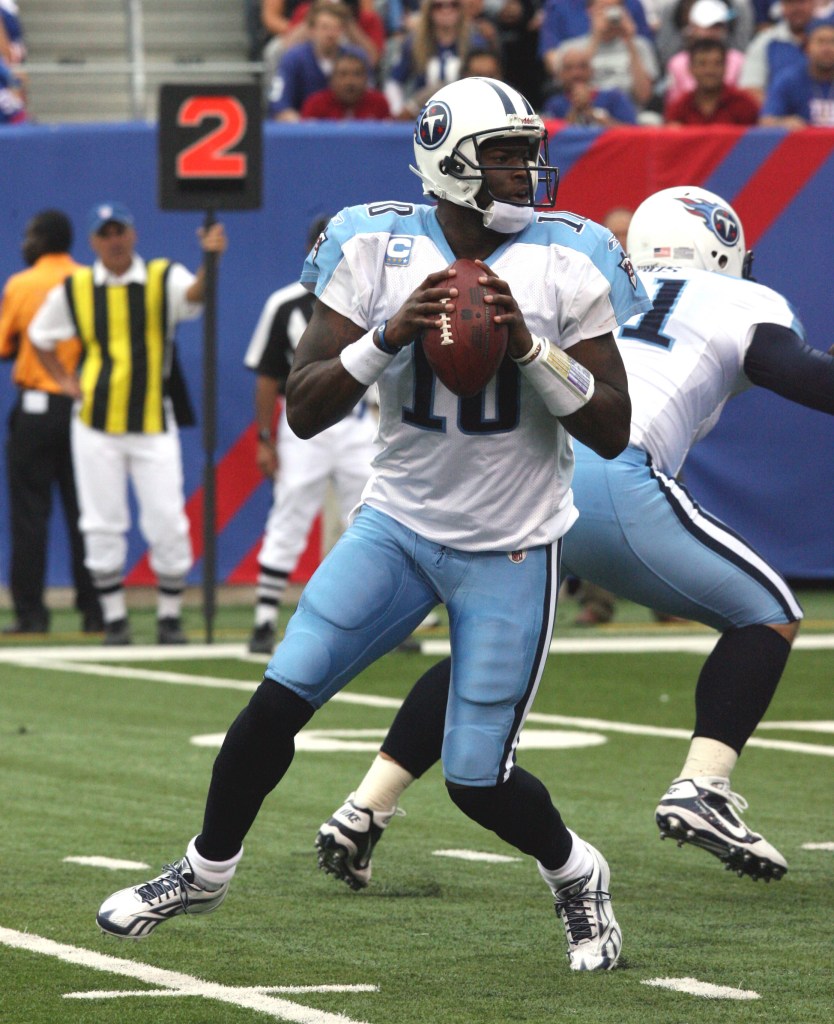 Vince Young during the Giants and Titans game on Sept. 26, 2010.     